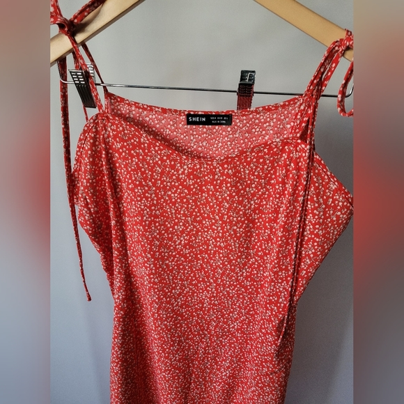 Red Floral Midi Dress - Picture 2 of 7